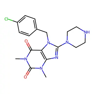7-(4-Chlorobenzyl)-1,3-DI-ME-8-(1-piperazinyl)-3,7-dihydro-1H-purine-2,6-dione structure