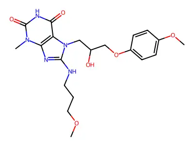 7-[2-hydroxy-3-(4-methoxyphenoxy)propyl]-8-[(3-methoxypropyl)amino]-3-methyl-3,7-dihydro-1H-purine-2,6-dione structure