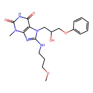 7-(2-hydroxy-3-phenoxypropyl)-8-[(3-methoxypropyl)amino]-3-methyl-3,7-dihydro-1H-purine-2,6-dione structure