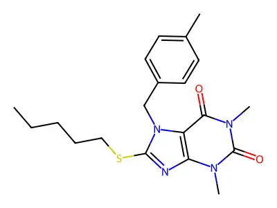 1,3-Dimethyl-7-(4-methylbenzyl)-8-(pentylthio)-3,7-dihydro-1H-purine-2,6-dione structure