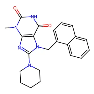 3-Methyl-7-(1-naphthylmethyl)-8-(1-piperidinyl)-3,7-dihydro-1H-purine-2,6-dione structure