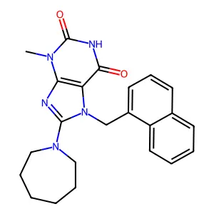 8-(1-Azepanyl)-3-methyl-7-(1-naphthylmethyl)-3,7-dihydro-1H-purine-2,6-dione structure