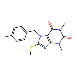 1,3-Dimethyl-7-(4-methylbenzyl)-8-(methylthio)-3,7-dihydro-1H-purine-2,6-dione structure