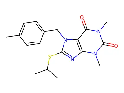 8-(Isopropylthio)-1,3-dimethyl-7-(4-ME-benzyl)-3,7-dihydro-1H-purine-2,6-dione structure