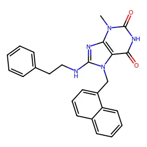 3-ME-7-(1-Naphthylmethyl)-8-((2-PH-ethyl)amino)-3,7-dihydro-1H-purine-2,6-dione structure
