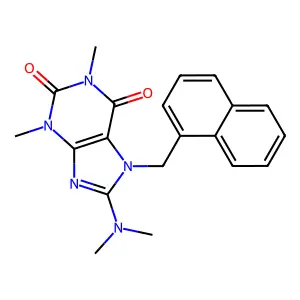 8-(Dimethylamino)-1,3-dimethyl-7-(1-naphthyl-ME)-3,7-dihydro-1H-purine-2,6-dione structure