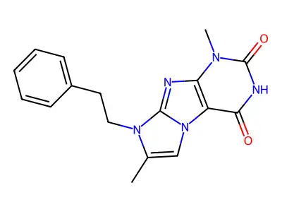 1,7-Dimethyl-8-(2-phenylethyl)-1H-imidazo(2,1-F)purine-2,4(3H,8H)-dione structure