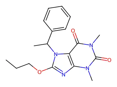 1,3-Dimethyl-7-(1-phenylethyl)-8-propoxy-3,7-dihydro-1H-purine-2,6-dione structure