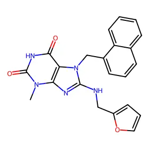 8-((2-Furylmethyl)amino)-3-ME-7-(1-naphthyl-ME)-3,7-dihydro-1H-purine-2,6-dione structure