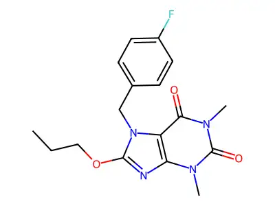7-(4-Fluorobenzyl)-1,3-dimethyl-8-propoxy-3,7-dihydro-1H-purine-2,6-dione structure