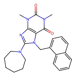 8-(1-Azepanyl)-1,3-dimethyl-7-(1-naphthylmethyl)-3,7-dihydro-1H-purine-2,6-dione structure