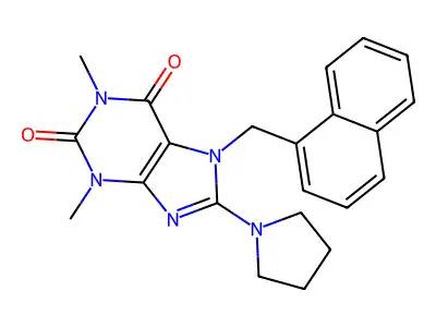 1,3-DI-ME-7-(1-Naphthyl-ME)-8-(1-pyrrolidinyl)-3,7-dihydro-1H-purine-2,6-dione structure
