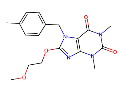 8-(2-Methoxyethoxy)-1,3-dimethyl-7-(4-ME-benzyl)-3,7-dihydro-1H-purine-2,6-dione structure