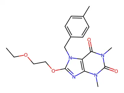 8-(2-Ethoxyethoxy)-1,3-dimethyl-7-(4-ME-benzyl)-3,7-dihydro-1H-purine-2,6-dione structure