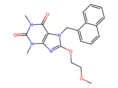 8-(2-Methoxyethoxy)-1,3-DI-ME-7-(1-naphthyl-ME)-3,7-dihydro-1H-purine-2,6-dione structure