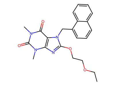 8-(2-Ethoxyethoxy)-1,3-DI-ME-7-(1-naphthyl-ME)-3,7-dihydro-1H-purine-2,6-dione structure