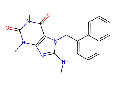 3-Methyl-8-(methylamino)-7-(1-naphthylmethyl)-3,7-dihydro-1H-purine-2,6-dione structure