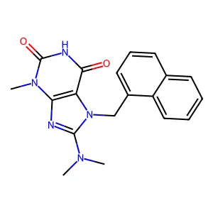 8-(Dimethylamino)-3-methyl-7-(1-naphthylmethyl)-3,7-dihydro-1H-purine-2,6-dione structure