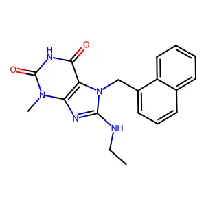 8-(ethylamino)-3-methyl-7-(naphthalen-1-ylmethyl)-1H-purine-2,6(3H,7H)-dione structure