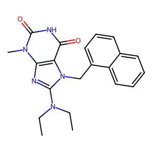 8-(Diethylamino)-3-methyl-7-(1-naphthylmethyl)-3,7-dihydro-1H-purine-2,6-dione structure
