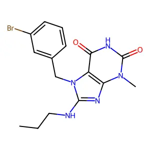 7-(3-Bromobenzyl)-3-methyl-8-(propylamino)-3,7-dihydro-1H-purine-2,6-dione structure