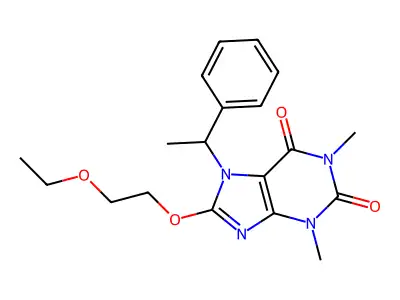 8-(2-Ethoxyethoxy)-1,3-dimethyl-7-(1-PH-ethyl)-3,7-dihydro-1H-purine-2,6-dione structure