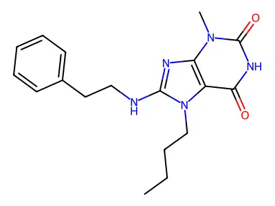 7-Butyl-3-methyl-8-((2-phenylethyl)amino)-3,7-dihydro-1H-purine-2,6-dione structure
