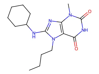 7-Butyl-8-(cyclohexylamino)-3-methyl-3,7-dihydro-1H-purine-2,6-dione structure
