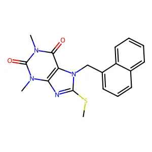 1,3-Dimethyl-8-(methylthio)-7-(1-naphthylmethyl)-3,7-dihydro-1H-purine-2,6-dione structure
