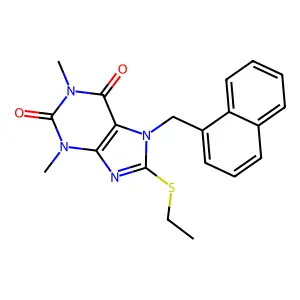8-(ethylthio)-1,3-dimethyl-7-(naphthalen-1-ylmethyl)-1H-purine-2,6(3H,7H)-dione structure