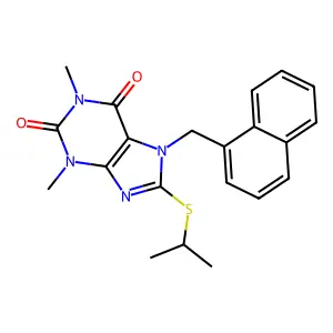 8-(Isopropylthio)-1,3-DI-ME-7-(1-naphthylmethyl)-3,7-dihydro-1H-purine-2,6-dione structure