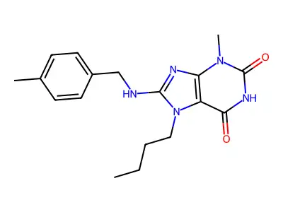 7-Butyl-3-methyl-8-((4-methylbenzyl)amino)-3,7-dihydro-1H-purine-2,6-dione structure