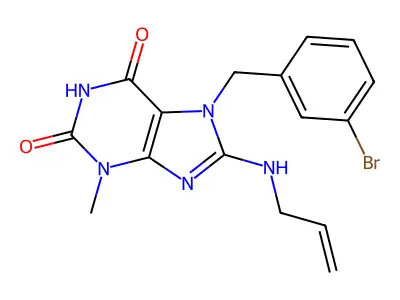 8-(Allylamino)-7-(3-bromobenzyl)-3-methyl-3,7-dihydro-1H-purine-2,6-dione structure