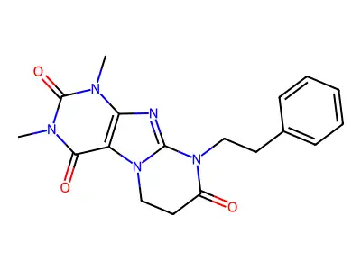 1,3-Dimethyl-9-(2-PH-ET)-6,7-dihydropyrimido(2,1-F)purine-2,4,8(1H,3H,9H)-trione structure