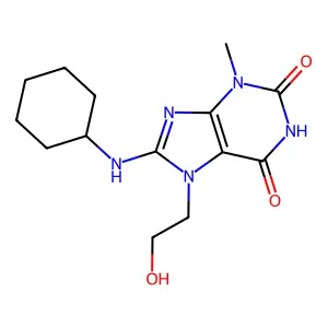 8-(Cyclohexylamino)-7-(2-hydroxyethyl)-3-methyl-3,7-dihydro-1H-purine-2,6-dione structure