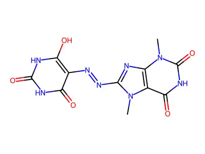 5-(2-(3,7-dimethyl-2,6-dioxo-2,3,6,7-tetrahydro-1H-purin-8-yl)hydrazono)pyrimidine-2,4,6(1H,3H,5H)-trione structure