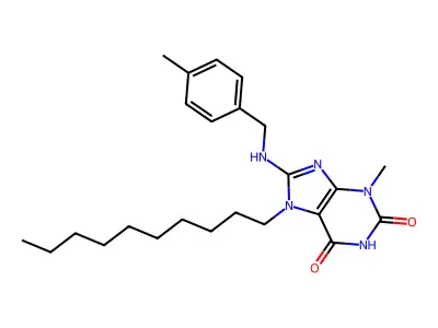 7-Decyl-3-methyl-8-((4-methylbenzyl)amino)-3,7-dihydro-1H-purine-2,6-dione structure