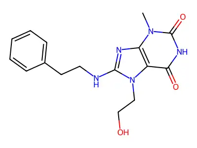 7-(2-Hydroxyethyl)-3-ME-8-((2-phenylethyl)amino)-3,7-dihydro-1H-purine-2,6-dione structure