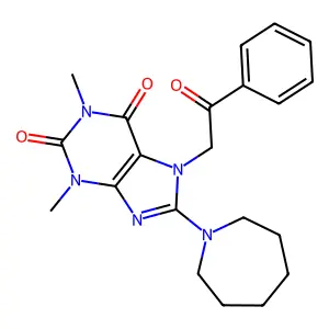 8-(1-Azepanyl)-1,3-dimethyl-7-(2-oxo-2-PH-ethyl)-3,7-dihydro-1H-purine-2,6-dione structure