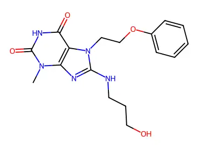 8-((3-HO-Propyl)amino)-3-ME-7-(2-phenoxyethyl)-3,7-dihydro-1H-purine-2,6-dione structure