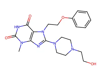 8-(4-(2-hydroxyethyl)piperazin-1-yl)-3-methyl-7-(2-phenoxyethyl)-1H-purine-2,6(3H,7H)-dione structure