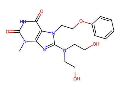 8-(Bis(2-HO-ethyl)amino)-3-ME-7-(2-phenoxyethyl)-3,7-dihydro-1H-purine-2,6-dione structure