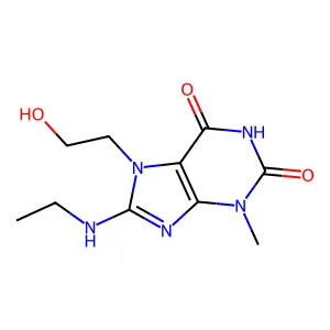 8-(Ethylamino)-7-(2-hydroxyethyl)-3-methyl-3,7-dihydro-1H-purine-2,6-dione structure