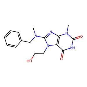 8-(Benzyl(methyl)amino)-7-(2-HO-ethyl)-3-methyl-3,7-dihydro-1H-purine-2,6-dione structure