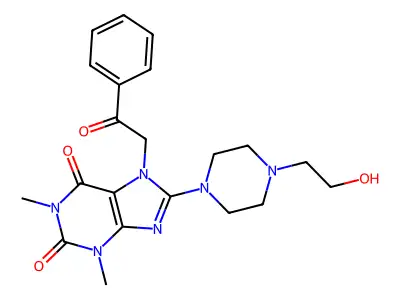 8-[4-(2-HYDROXYETHYL)-1-PIPERAZINYL]-1,3-DIMETHYL-7-(2-OXO-2-PHENYLETHYL)-3,7-DIHYDRO-1H-PURINE-2,6-DIONE structure