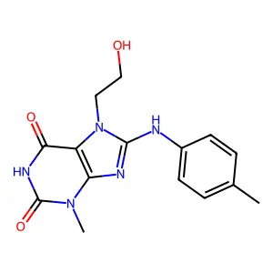 7-(2-Hydroxyethyl)-3-methyl-8-(4-toluidino)-3,7-dihydro-1H-purine-2,6-dione structure