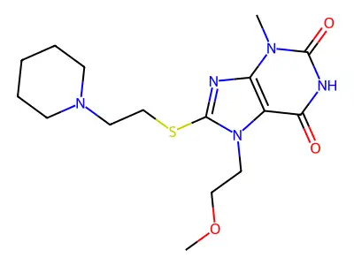 7-(2-Methoxyethyl)-3-methyl-8-(2-piperidin-1-ylethylsulfanyl)purine-2,6-dione structure