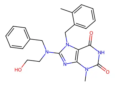 8-(Benzyl(2-HO-ethyl)amino)-3-ME-7-(2-ME-benzyl)-3,7-dihydro-1H-purine-2,6-dione structure