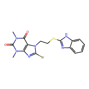 7-(2-(1H-Benzimidazol-2-ylthio)ET)8-BR-1,3-DI-ME-3,7-dihydro-1H-purine-2,6-dione structure