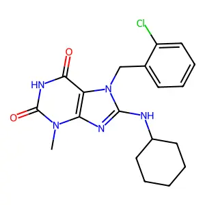 7-(2-Chlorobenzyl)-8-(cyclohexylamino)-3-methyl-3,7-dihydro-1H-purine-2,6-dione structure